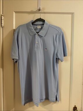 Brooks Brothers Blue Short-Sleeve Polo with Embroidered Logo